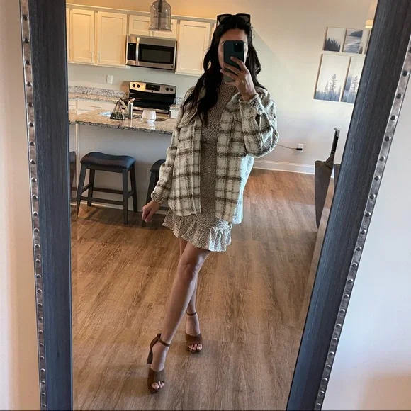 Billowy Beige Mini Dress - Picture 12 of 12